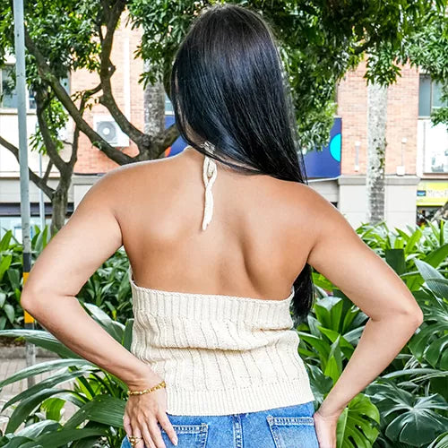 Blusa tejida cuello alto talla única