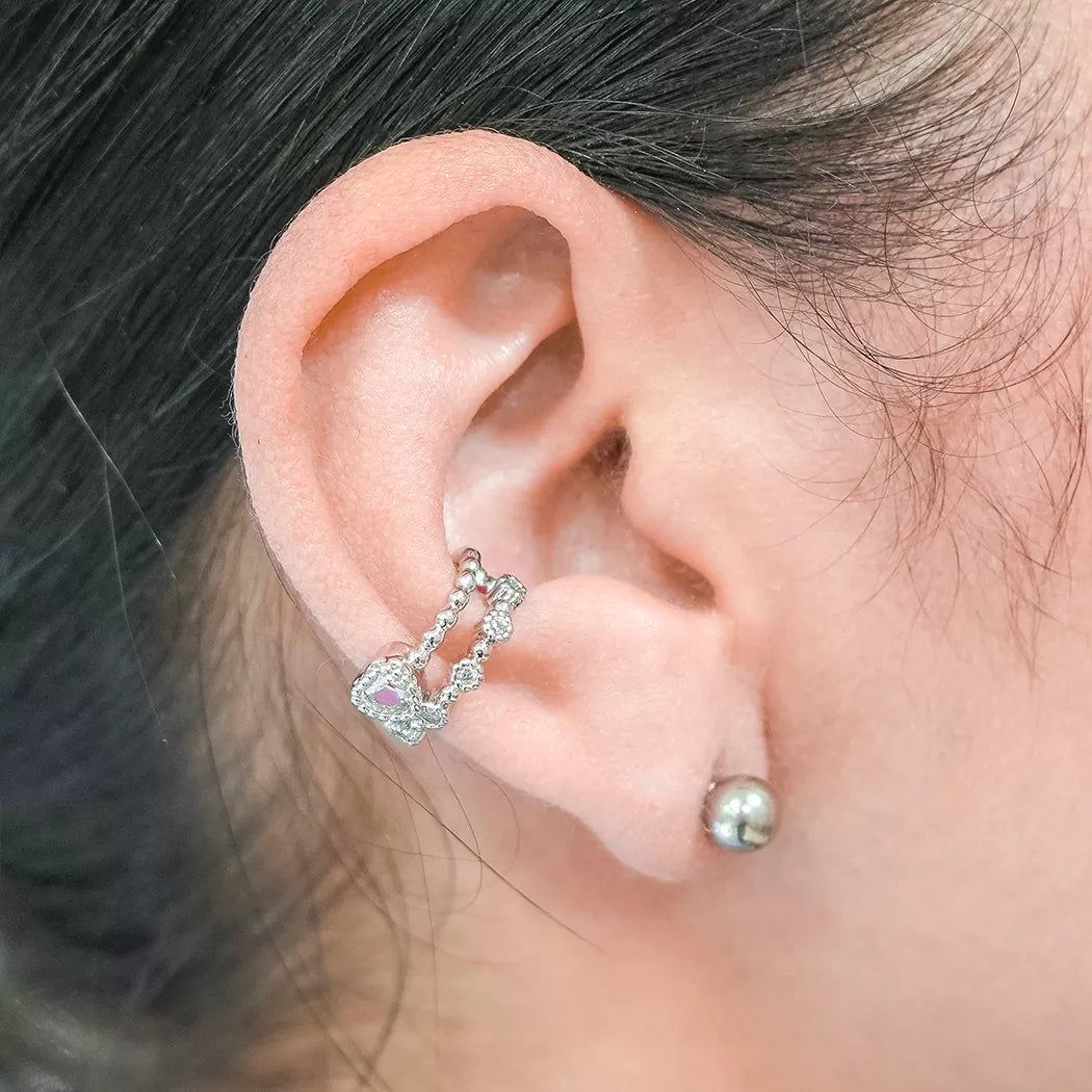 Ear cuff two lines heart