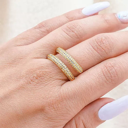 Anillo talla expandible double zircon belt