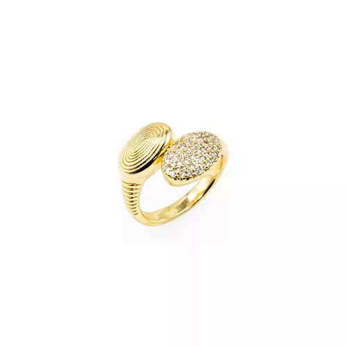 Anillo talla expandible en rodio flattened head