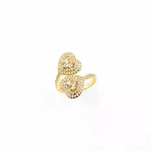 Anillo talla expandible en rodio big heart with cylinders in the center