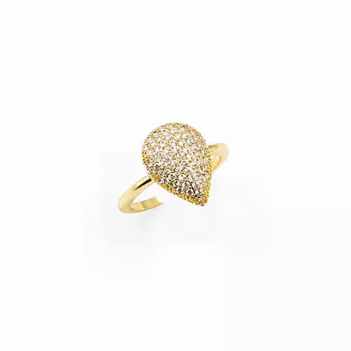 Anillo talla expandible en rodio big zirconia drop