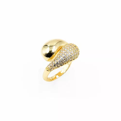 Anillo talla expandible en rodio double drop with and without zircons