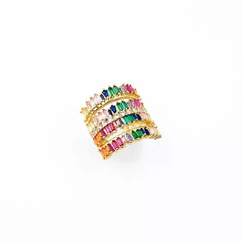 Anillo talla expandible en rodio four walls of multicolor zircons