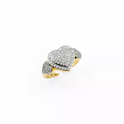 Anillo talla expandible en rodio heart and heart shoulder pads