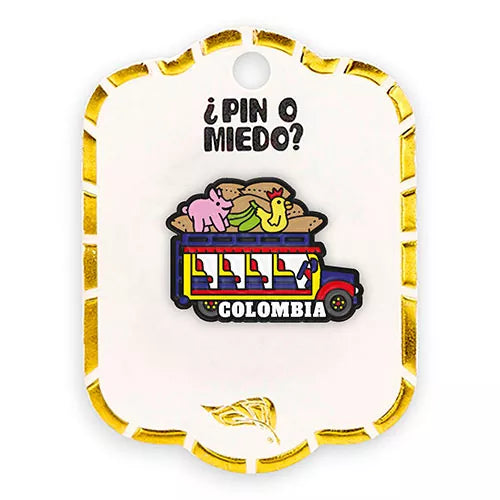 Pin metálico chiva colombiana cargada