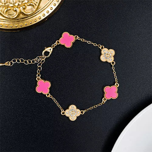Pulsera golden and colored clover
