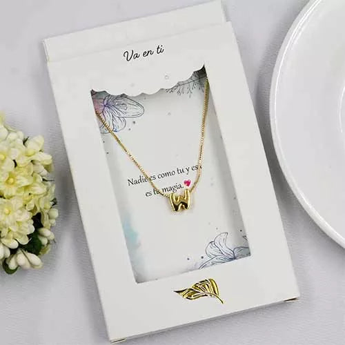 Collar en rodio iniciales pequeñas con caja
