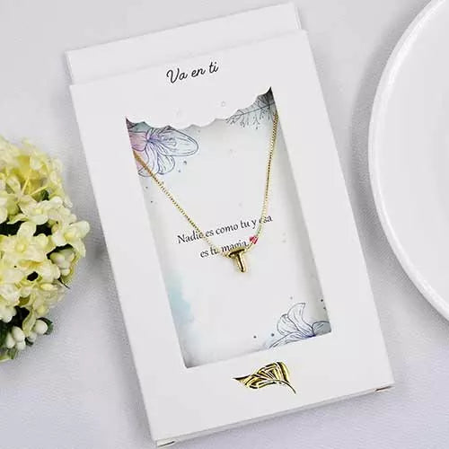 Collar en rodio iniciales pequeñas con caja