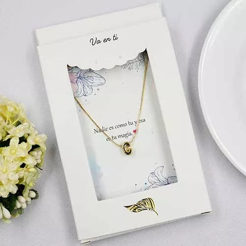 Collar en rodio iniciales pequeñas con caja