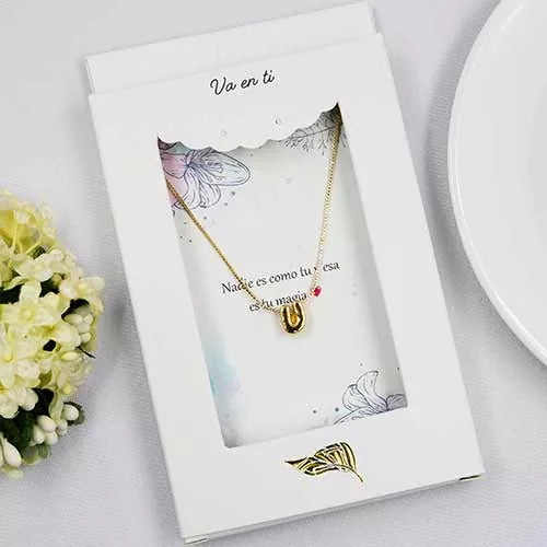 Collar en rodio iniciales pequeñas con caja