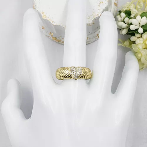 Anillo talla expandible heart with carved zircons