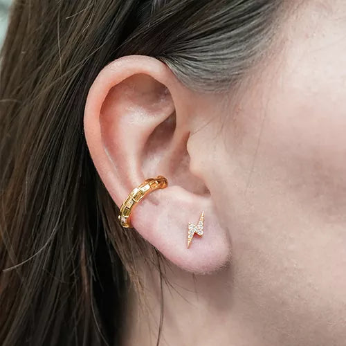 Par de topos lightning bolt with zircons