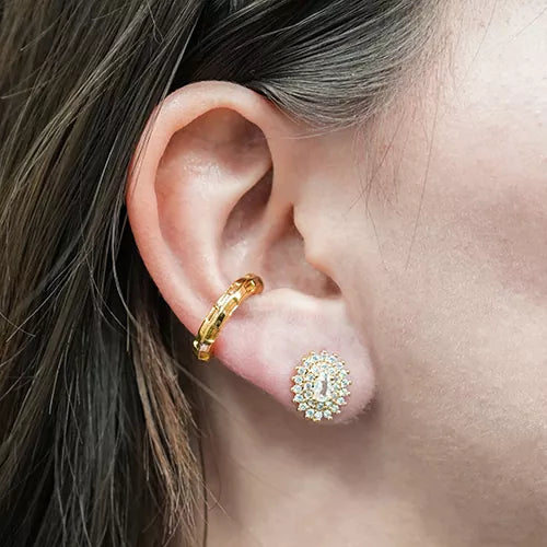 Par de topos oval with zircons