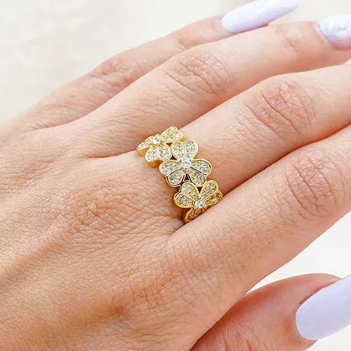 Anillo talla expandible flowers with zircons