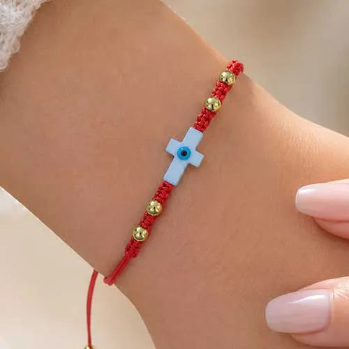 Pulsera tejida virtuous eye in a cross