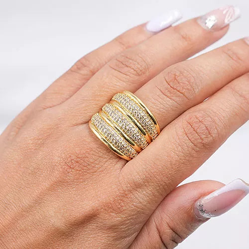 Anillo talla expandible three lines of zircons