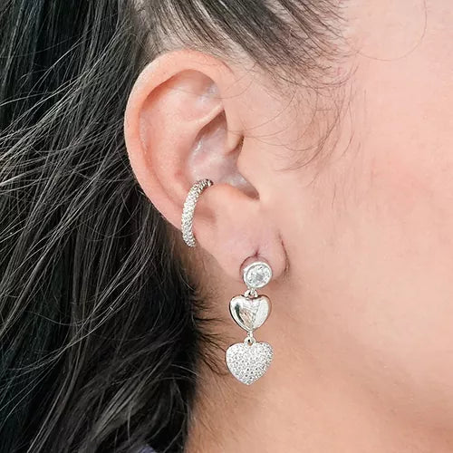 Par de topos double heart with zircon