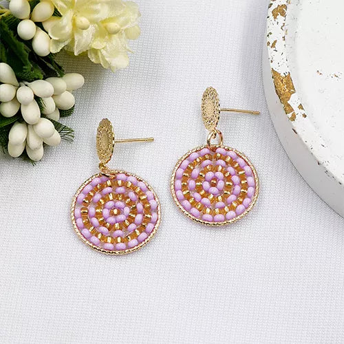 Par de aretes tejidos mándala mini