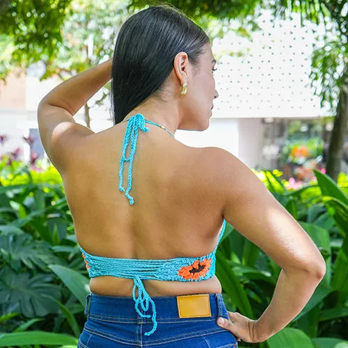 Crop top tejido ajustable talla única