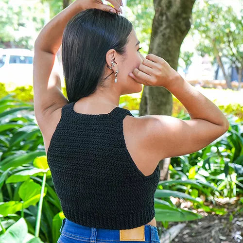 Crop top tejido cuello alto talla única
