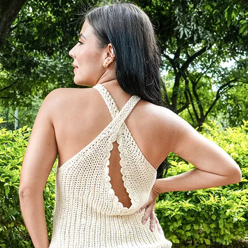 Blusa tejida con tiras cruzadas talla única