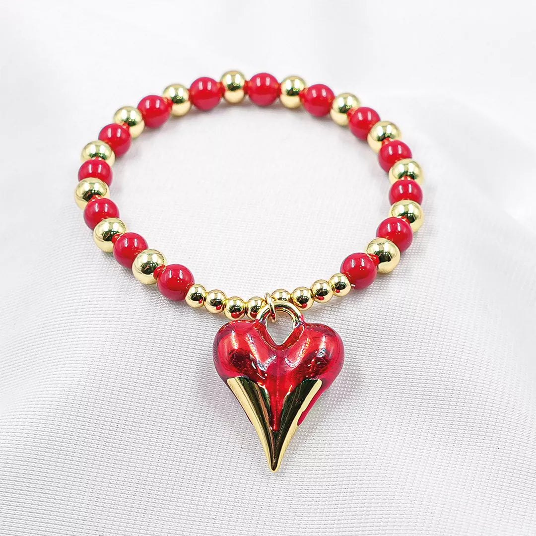 Pulsera red collection heart with gold