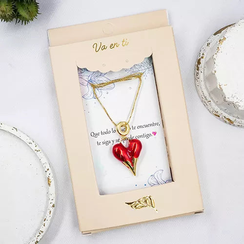 Collar en rodio heart with gold
