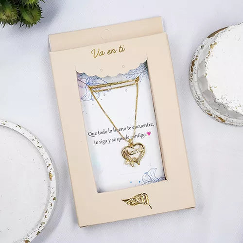 Collar en rodio heart mom