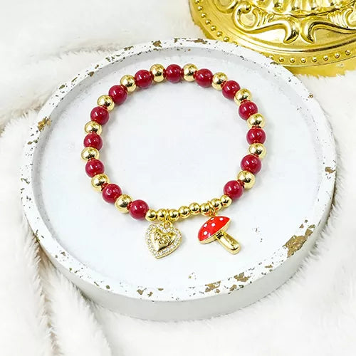 Pulsera red collection mushroom and heart faith
