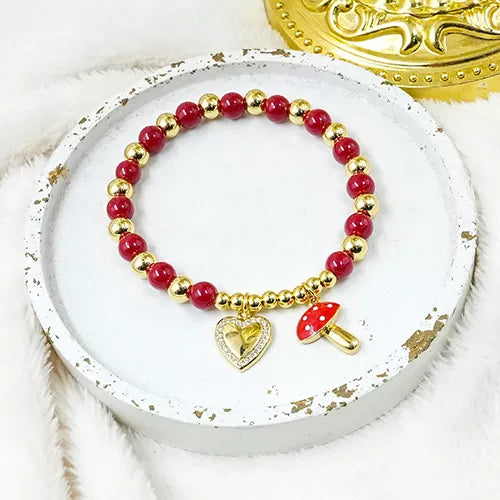 Pulsera red collection mushroom and smooth heart