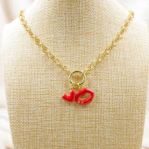 Collar en rodio kiss and heart