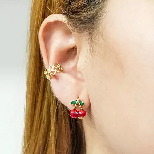 Par de candongas en rodio small cherries