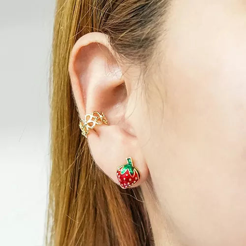 Par de topos bright red strawberry