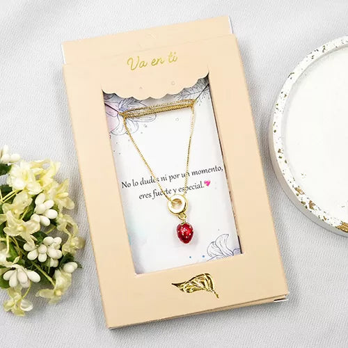 Collar en rodio small strawberry