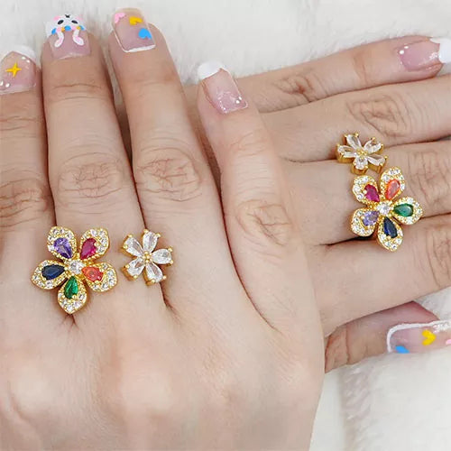 Anillo talla expandible triangles with zircons