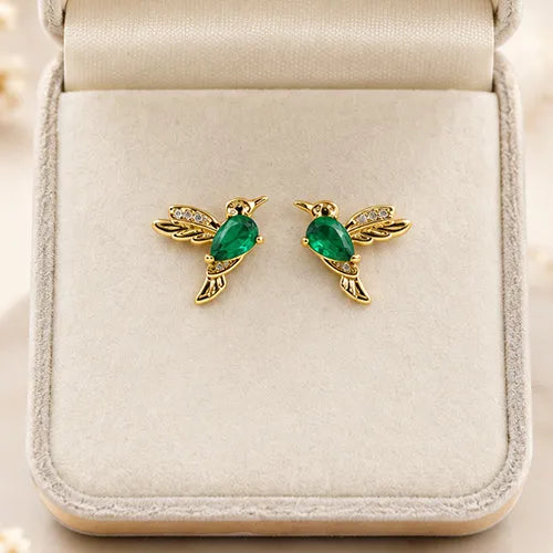 Par de Topos Colibrí Ala Brillante con Baño de Rodio