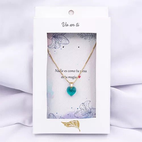Collar swarovski turquoise blue heart
