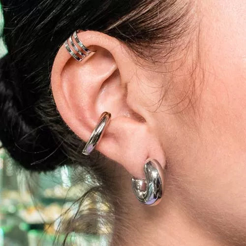 Par de candongas mini chunky sencilla niquel