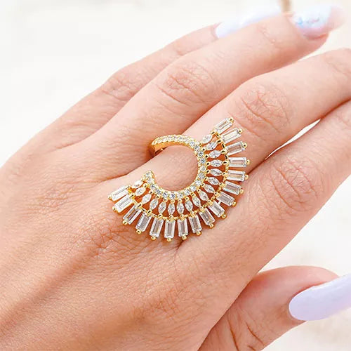 Anillo talla expandible large zirconia crest