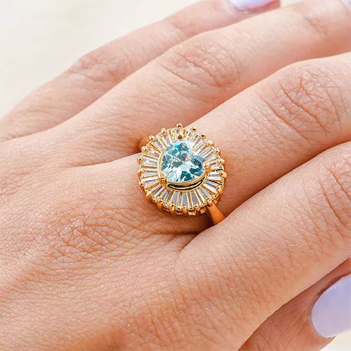 Anillo talla expandible big heart in a circle of zircons