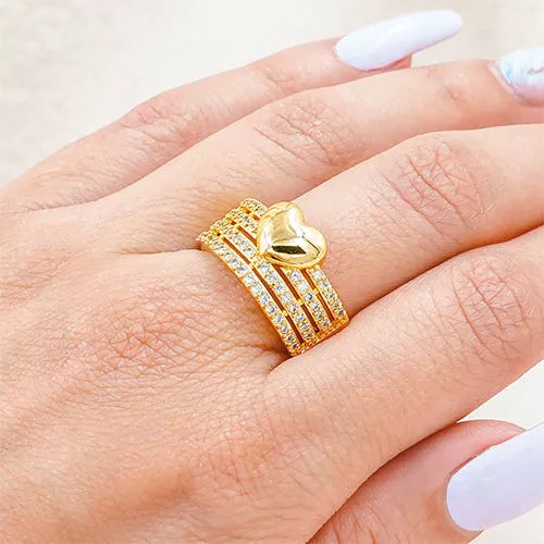 Anillo talla expandible triple arch with heart