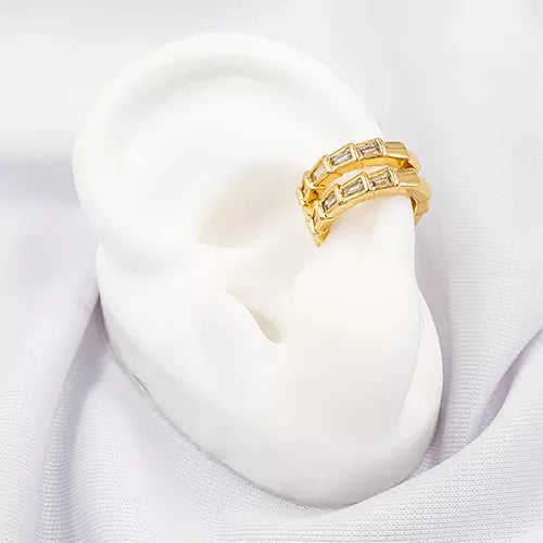 Ear cuff checkered pattern with glass