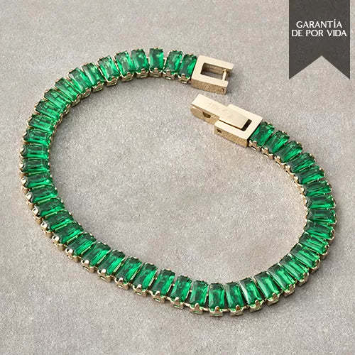 Pulsera Tennis Rectangular en oro laminado