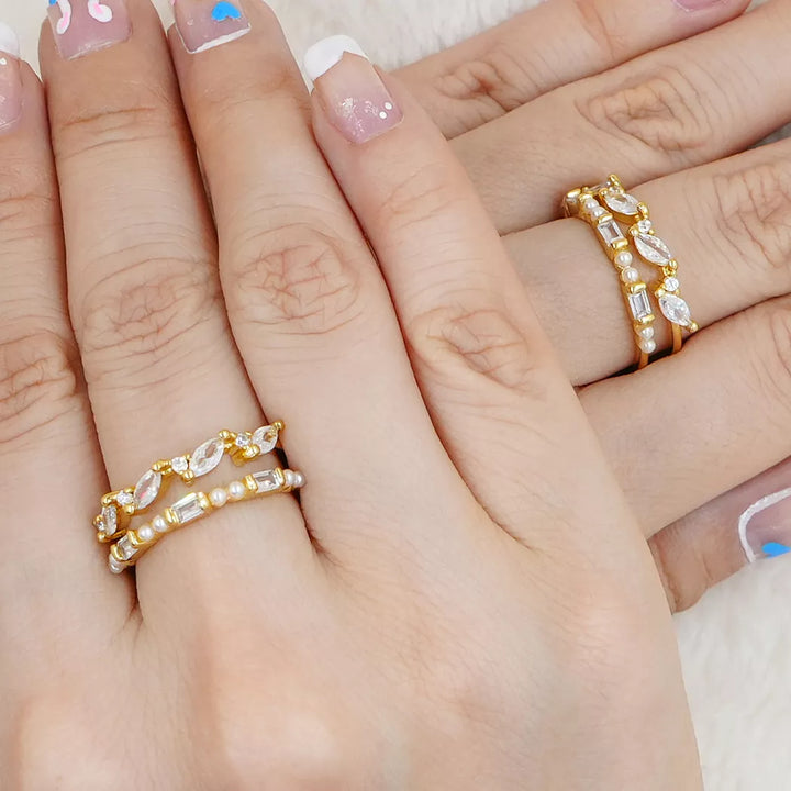 Anillo talla expandible pearls and diamonds