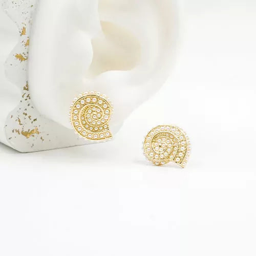 Par de topos en rodio pearl conch