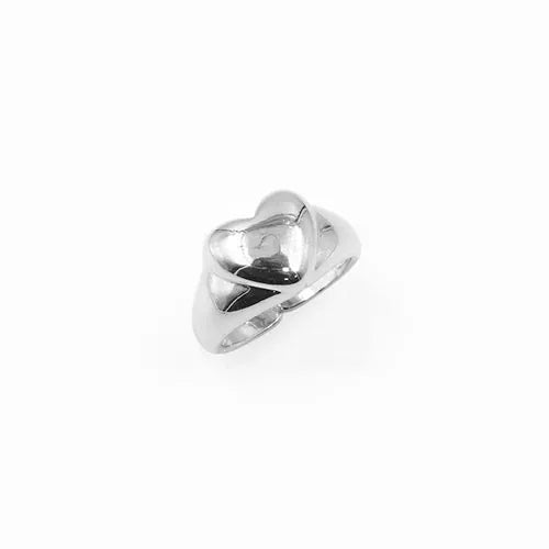 Anillo talla expandible en rodio embossed smooth heart