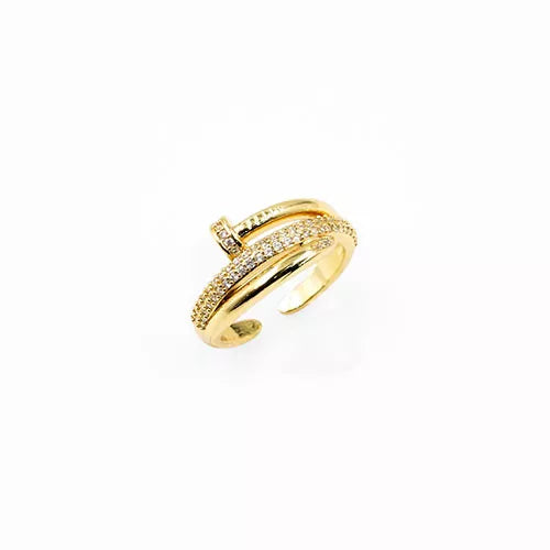 Anillo talla expandible en rodio screwed nail head