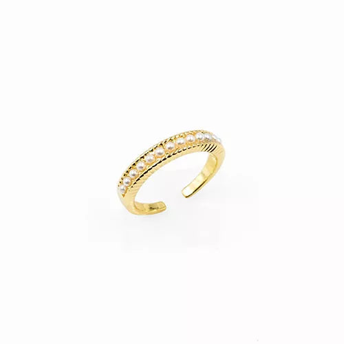 Anillo talla expandible en rodio small pearl line