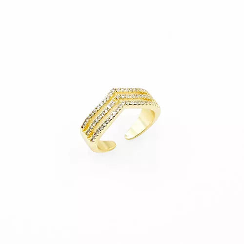 Anillo talla expandible en rodio zircon arrow